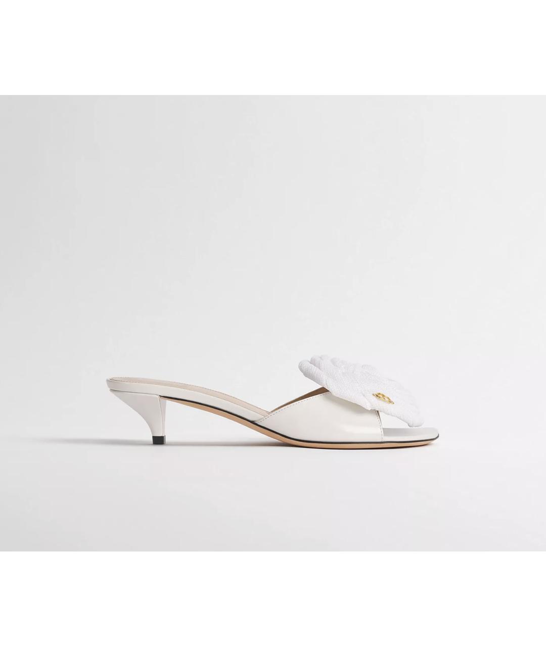 CHRISTIAN DIOR Белые кожаные мюли, фото 5