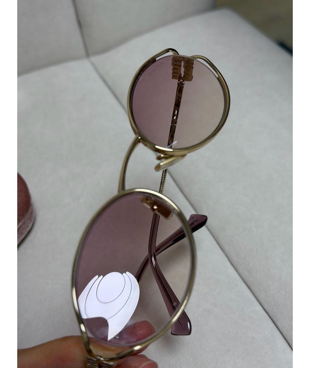 MIU MIU Розовые металлические солнцезащитные очки, фото 3