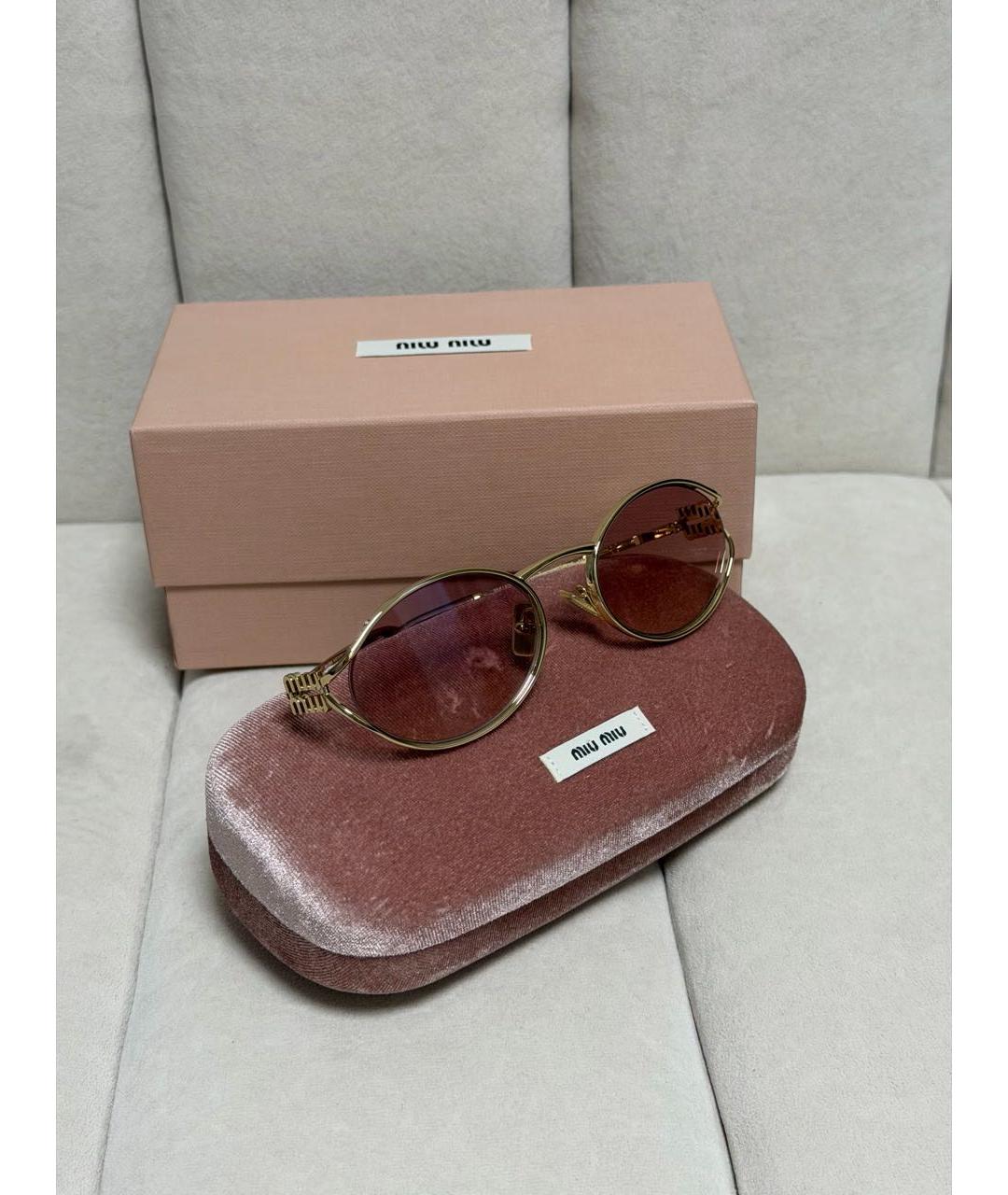 MIU MIU Розовые металлические солнцезащитные очки, фото 2