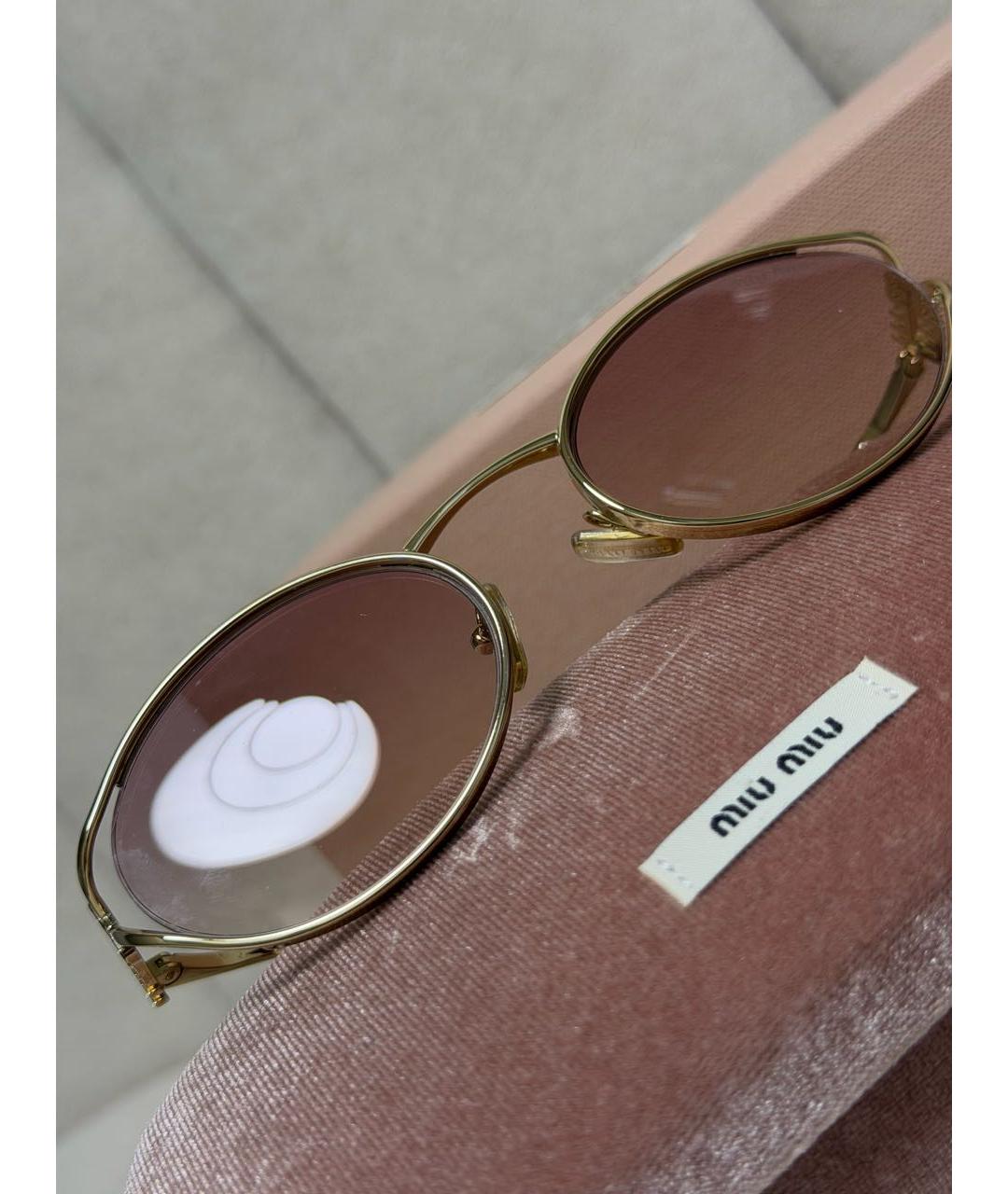MIU MIU Розовые металлические солнцезащитные очки, фото 5
