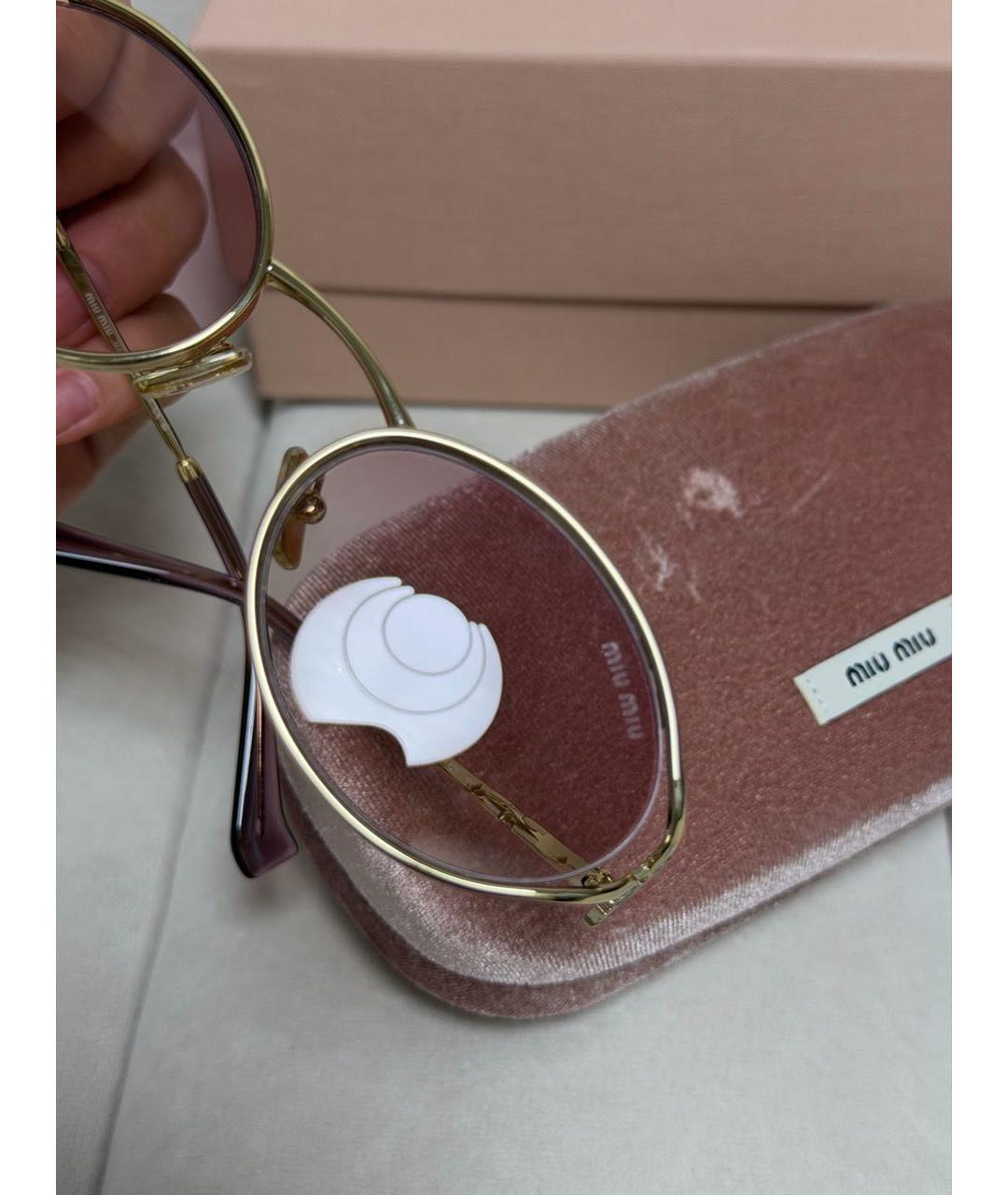 MIU MIU Розовые металлические солнцезащитные очки, фото 4