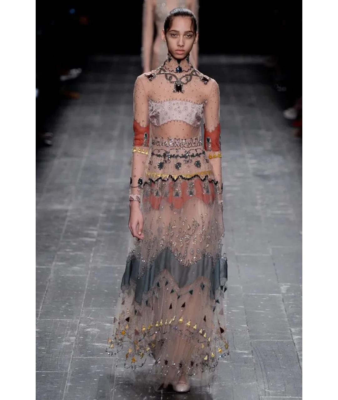 VALENTINO Бежевое вискозное вечернее платье, фото 4