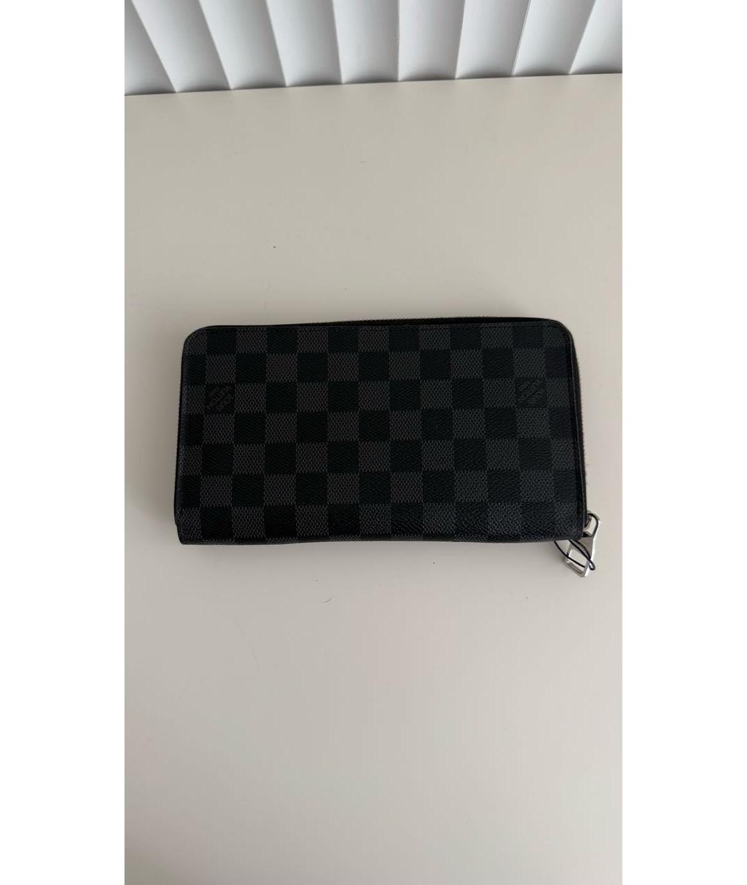 LOUIS VUITTON Антрацитовый кожаный кошелек, фото 2
