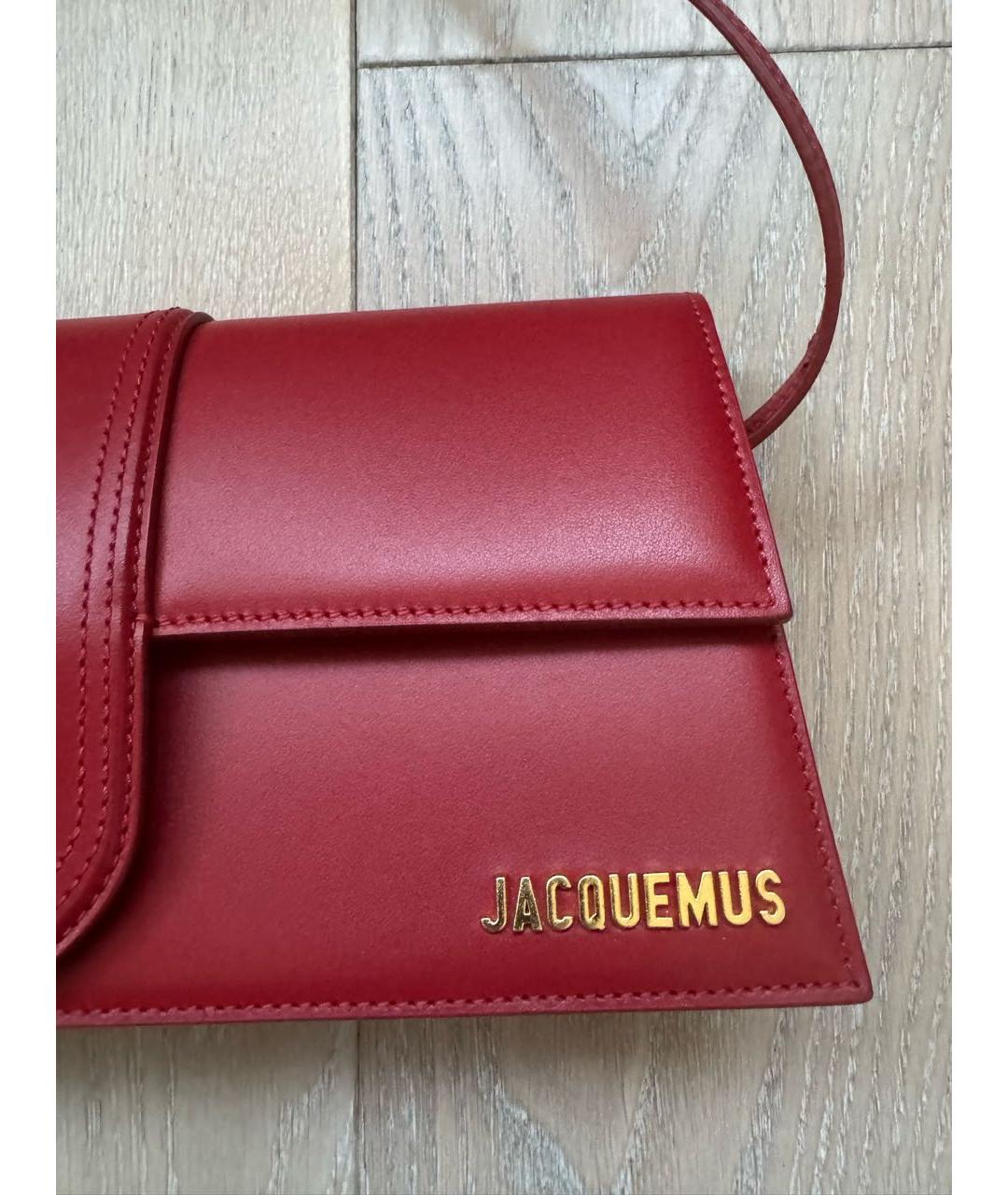JACQUEMUS Красная кожаная сумка с короткими ручками, фото 6