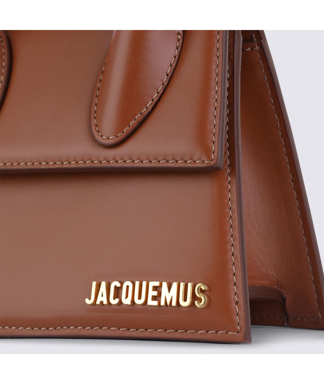 JACQUEMUS Коричневая кожаная сумка с короткими ручками, фото 7