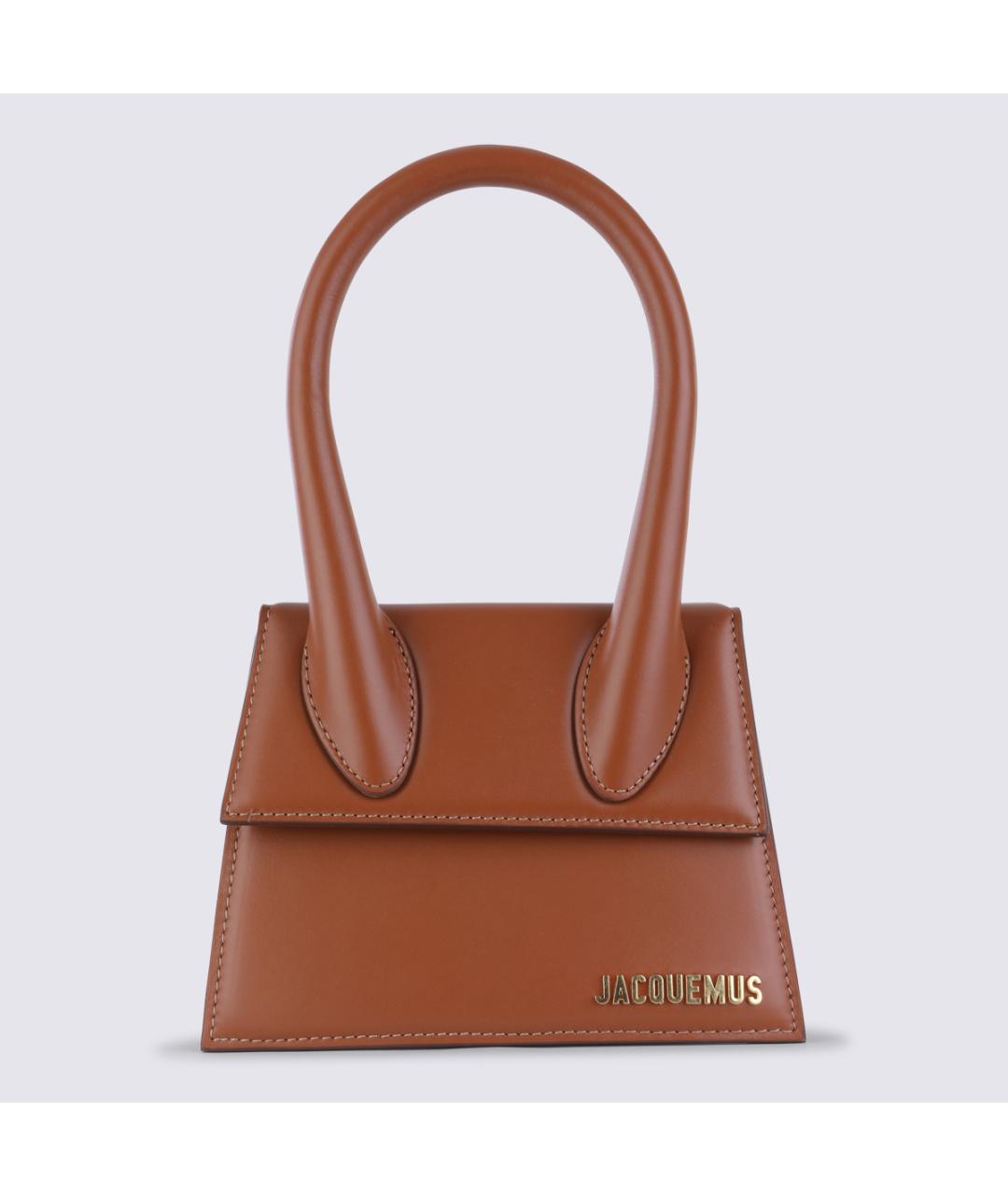 JACQUEMUS Коричневая кожаная сумка с короткими ручками, фото 2