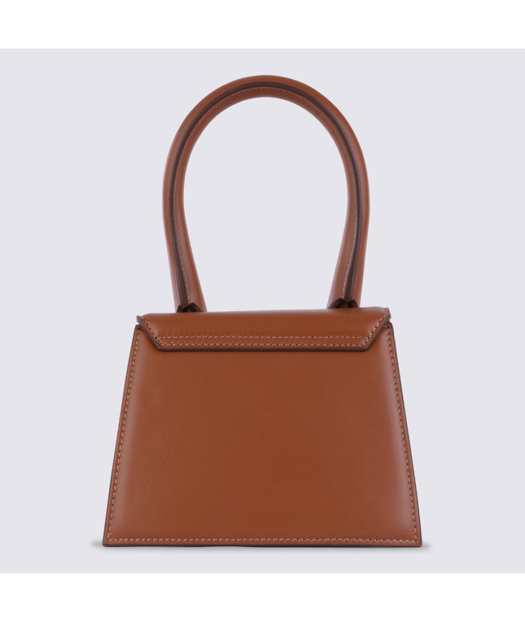 JACQUEMUS Коричневая кожаная сумка с короткими ручками, фото 5