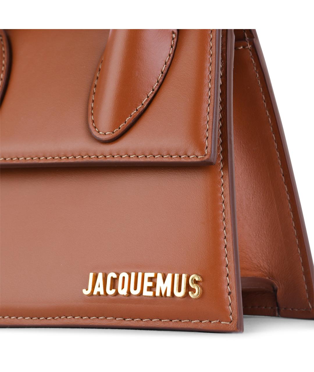 JACQUEMUS Коричневая кожаная сумка с короткими ручками, фото 8