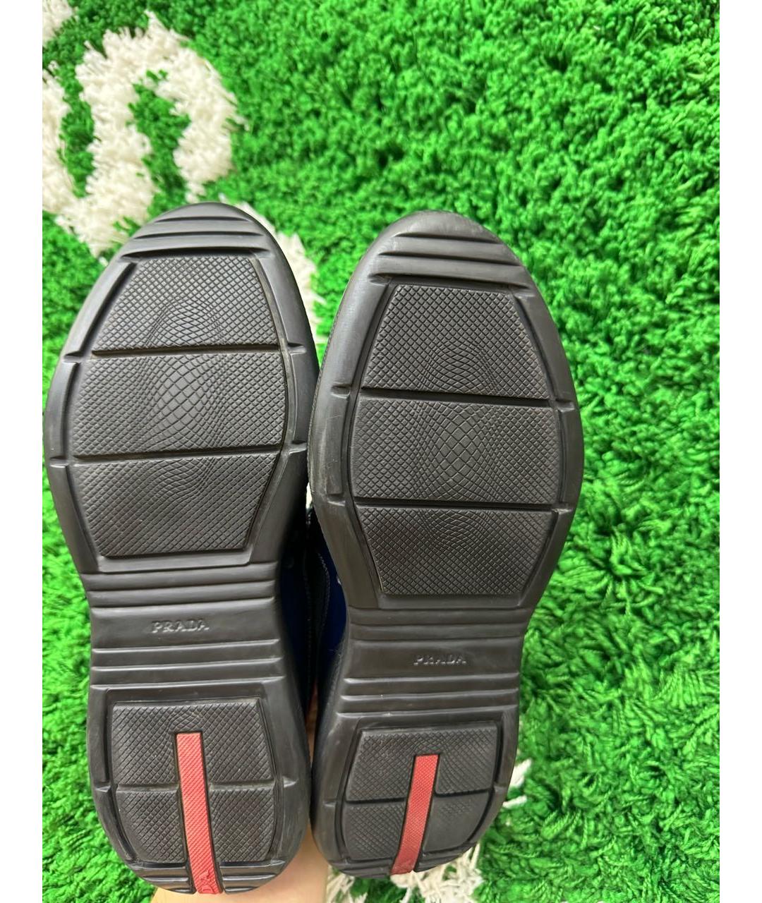 PRADA Темно-синие низкие кроссовки / кеды из лакированной кожи, фото 8
