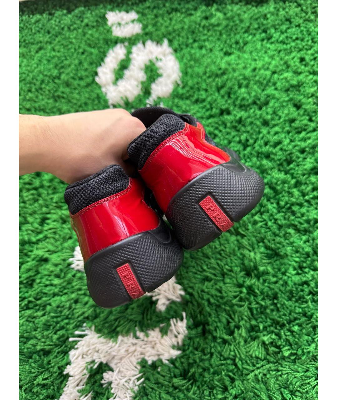 PRADA Темно-синие низкие кроссовки / кеды из лакированной кожи, фото 6