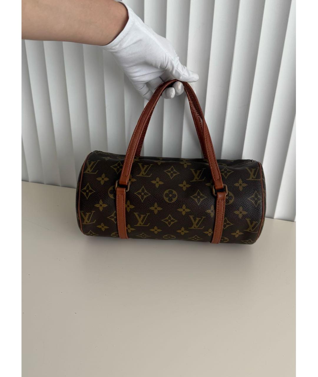 LOUIS VUITTON Коричневая кожаная сумка с короткими ручками, фото 9