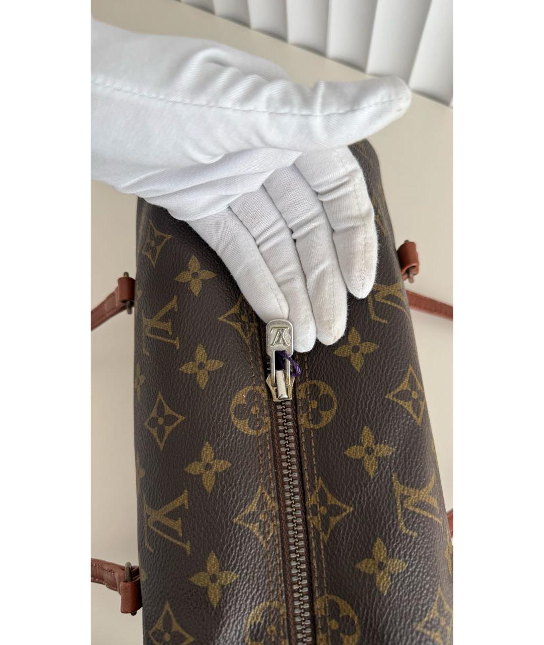 LOUIS VUITTON Коричневая кожаная сумка с короткими ручками, фото 8