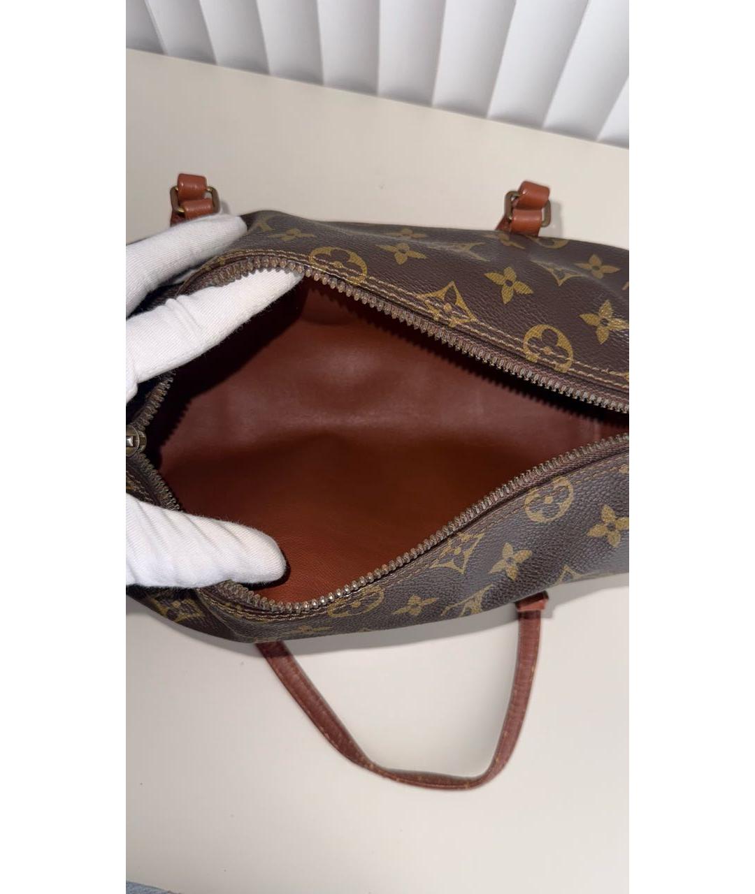 LOUIS VUITTON Коричневая кожаная сумка с короткими ручками, фото 4