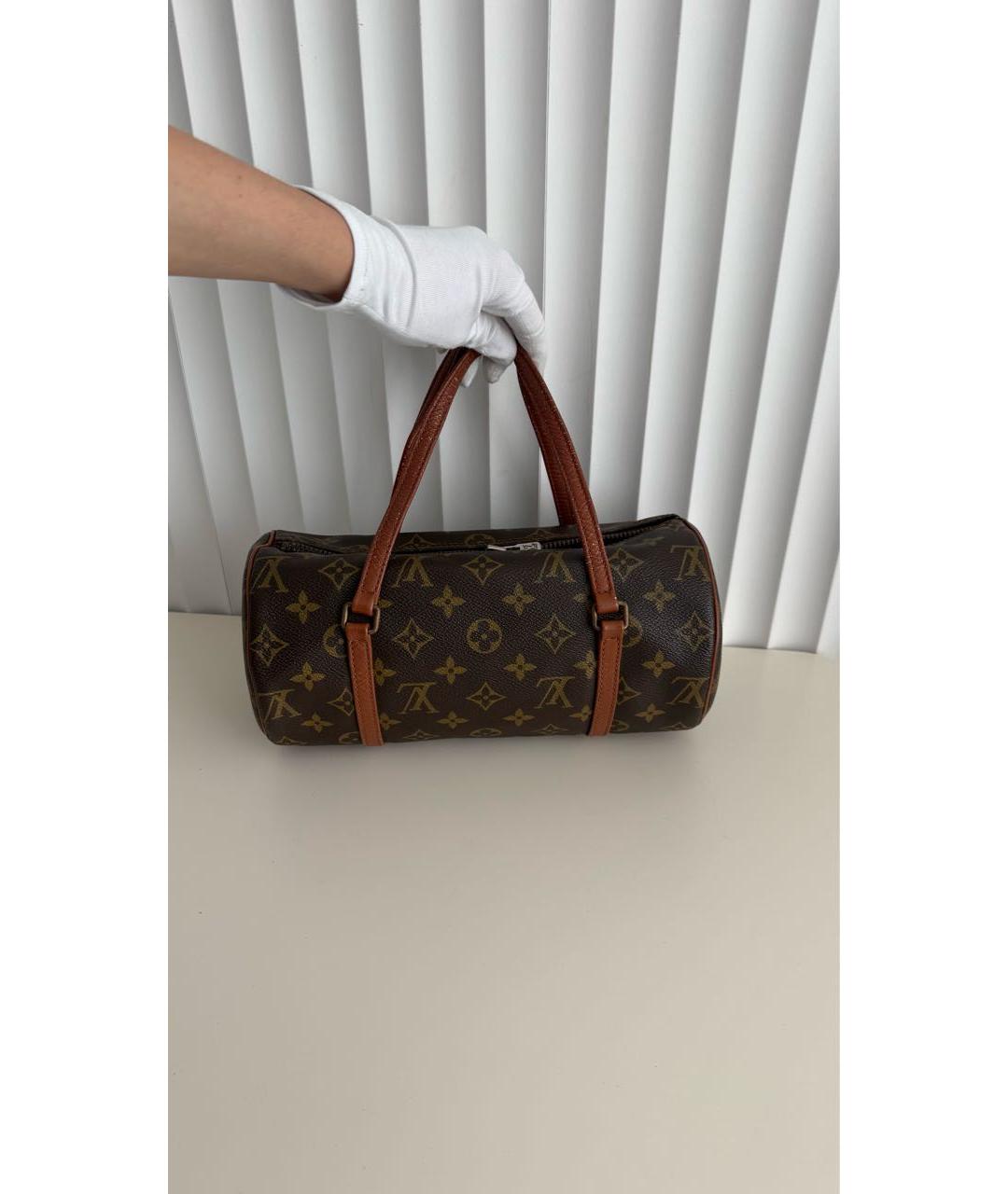 LOUIS VUITTON Коричневая кожаная сумка с короткими ручками, фото 3