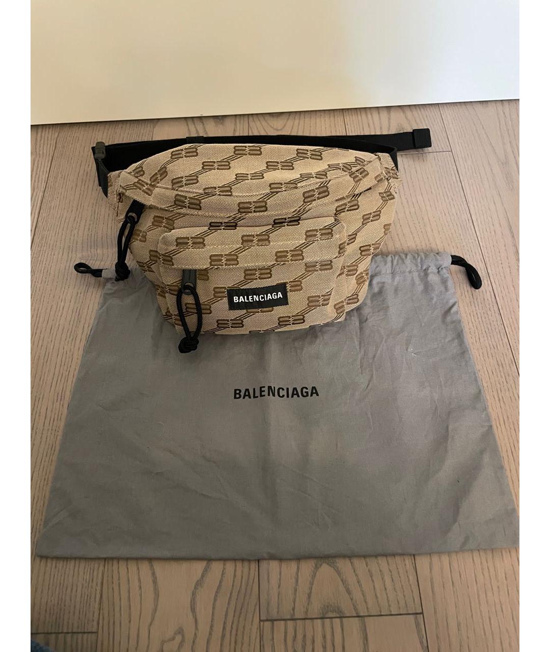 BALENCIAGA Бежевая тканевая поясная сумка, фото 8