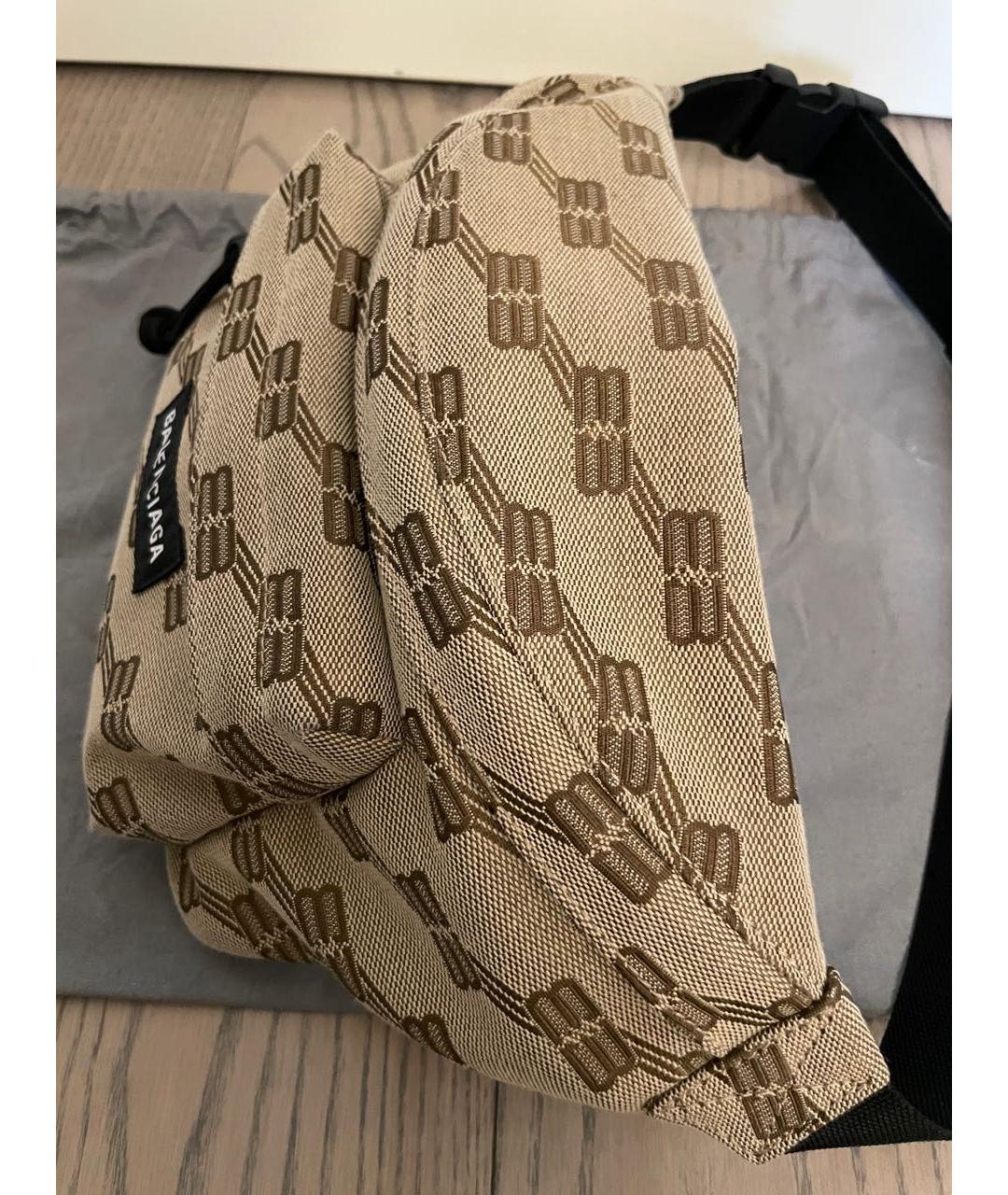BALENCIAGA Бежевая тканевая поясная сумка, фото 2