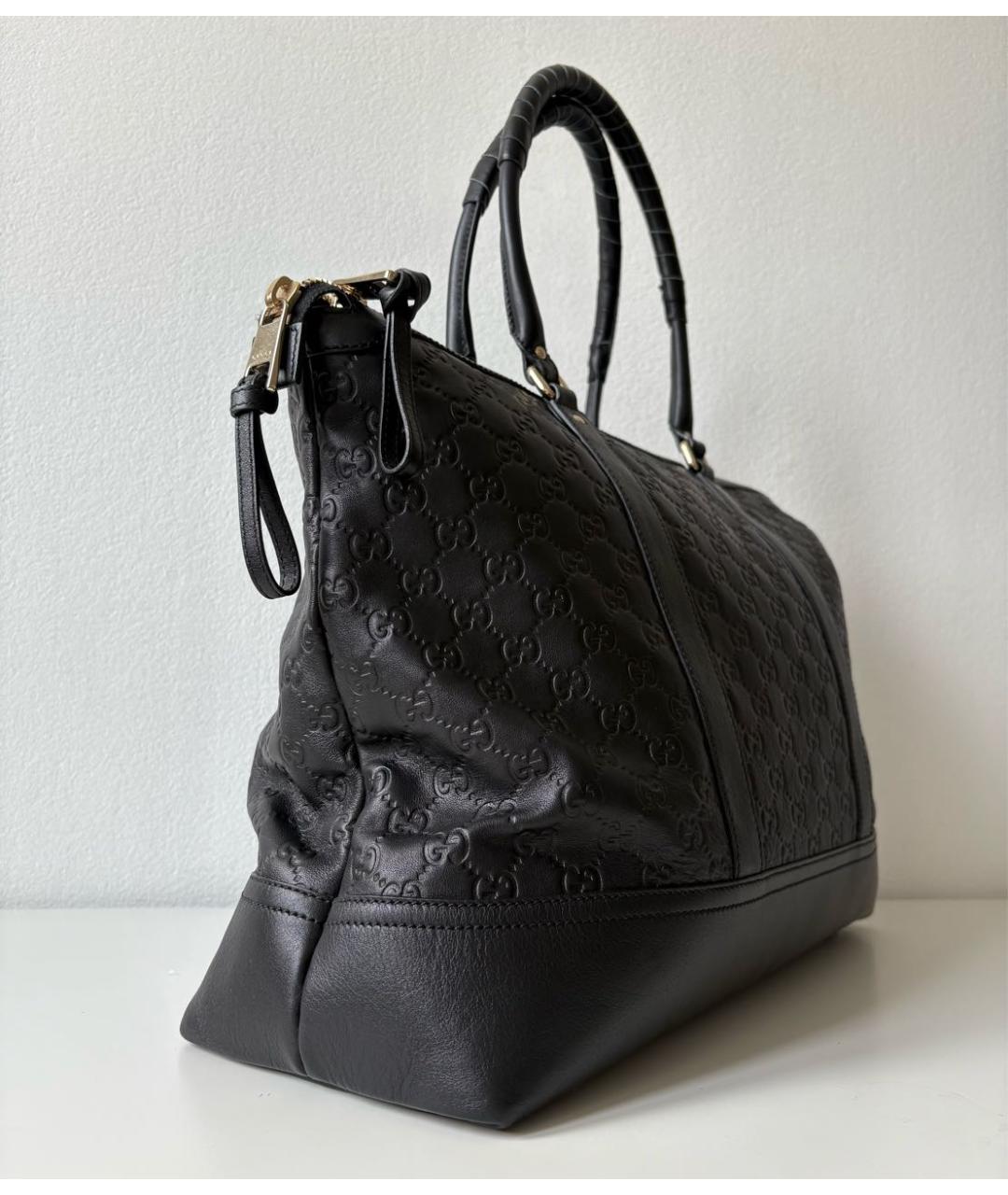 GUCCI Черная кожаная сумка тоут, фото 2