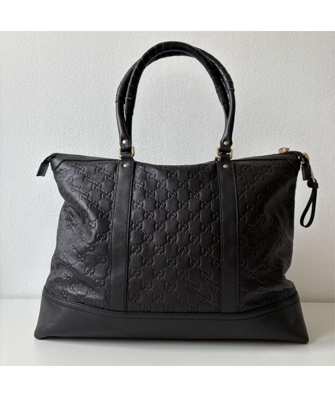 GUCCI Черная кожаная сумка тоут, фото 3