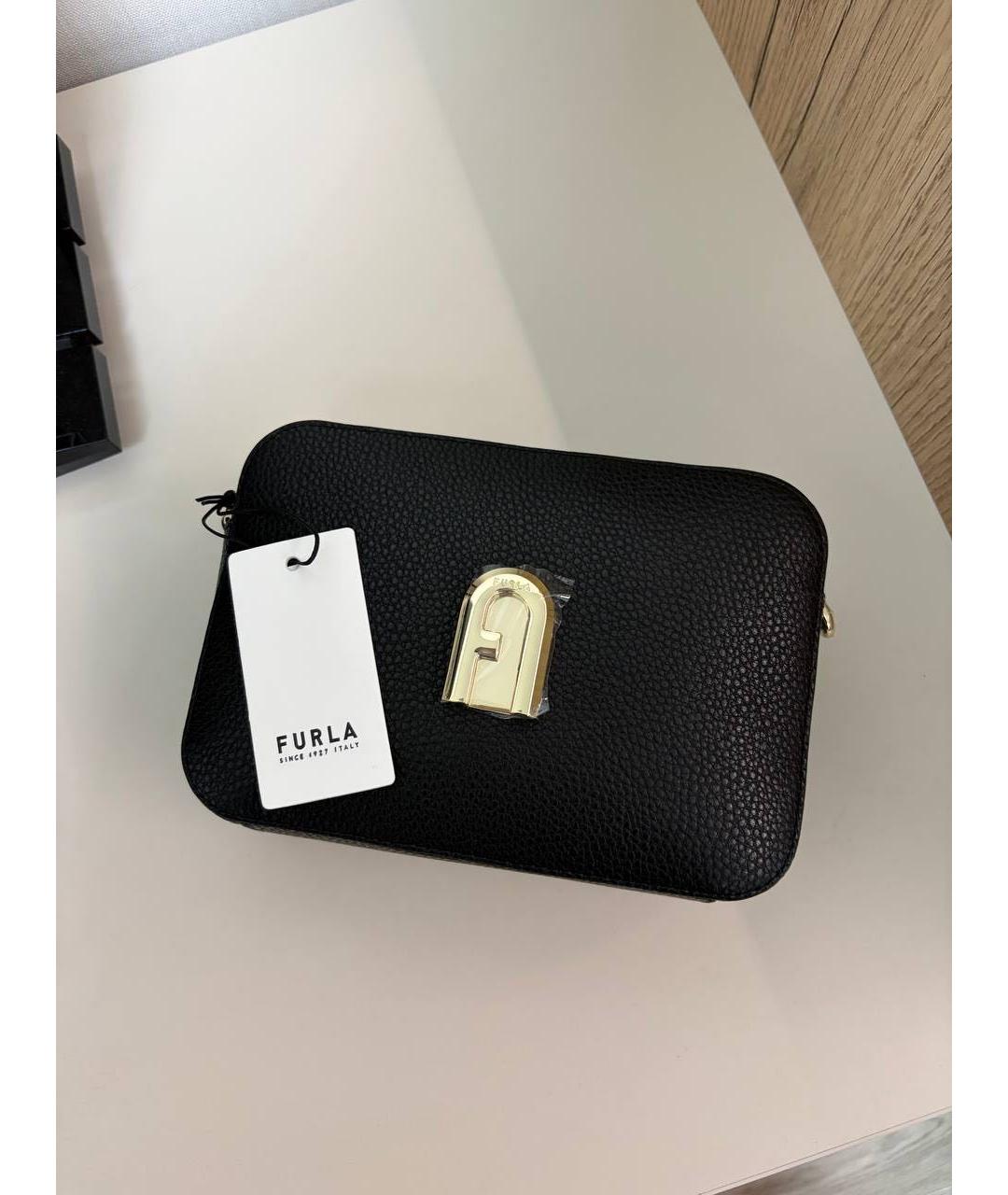 FURLA Черная кожаная сумка через плечо, фото 5