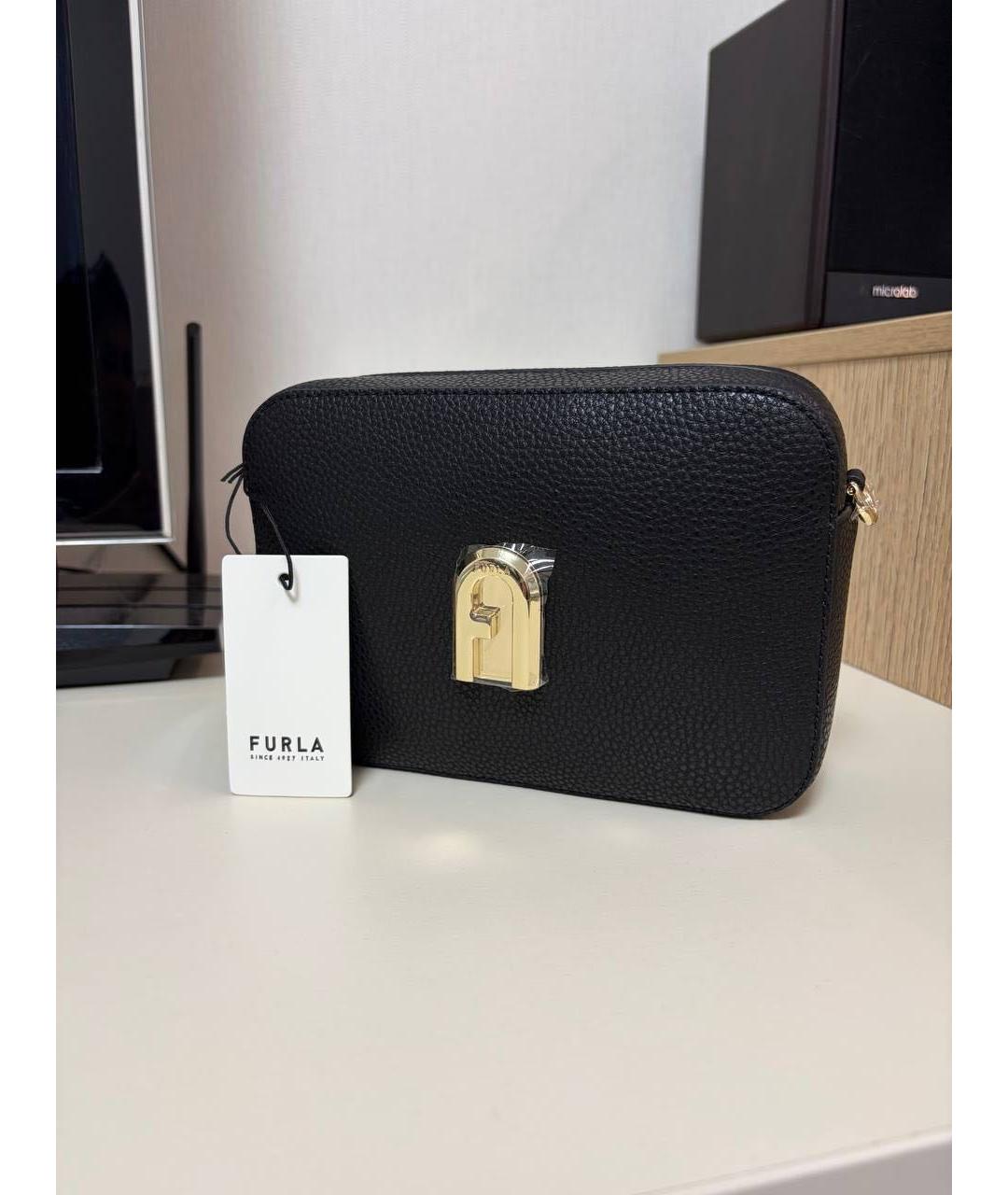 FURLA Черная кожаная сумка через плечо, фото 6