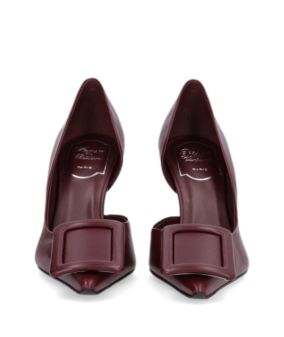 ROGER VIVIER Бордовые кожаные туфли, фото 5