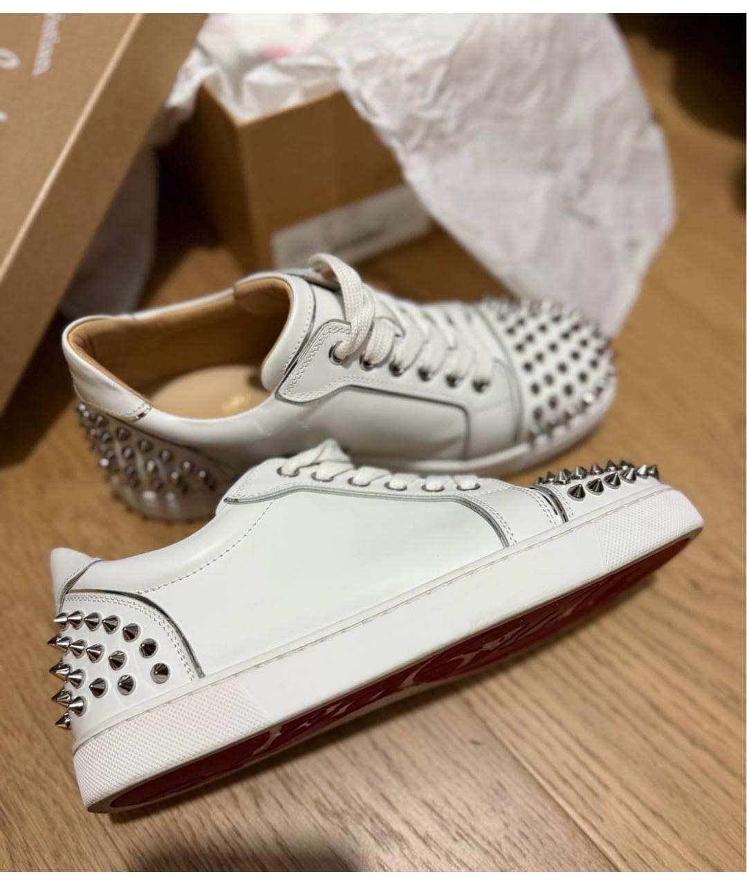 CHRISTIAN LOUBOUTIN Белые кожаные кеды, фото 2