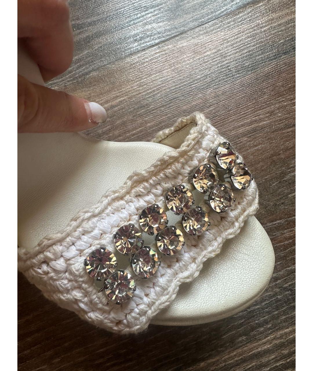 DOLCE&GABBANA Белые кожаные босоножки, фото 4