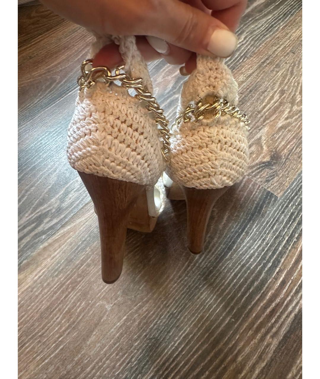DOLCE&GABBANA Белые кожаные босоножки, фото 3