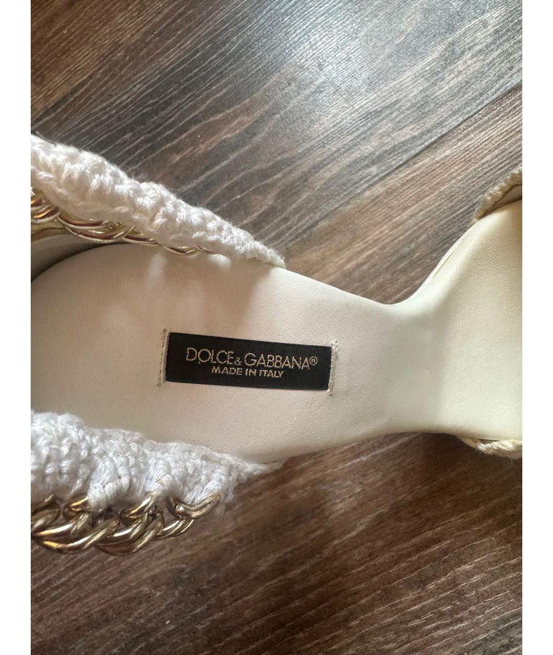 DOLCE&GABBANA Белые кожаные босоножки, фото 6