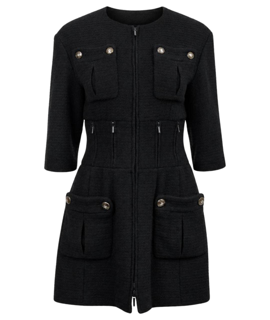 CHANEL Черное шерстяное коктейльное платье, фото 1