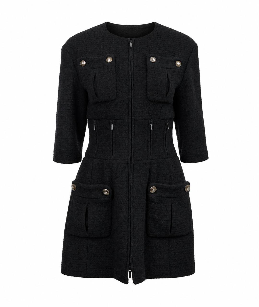 CHANEL Черное шерстяное коктейльное платье, фото 8