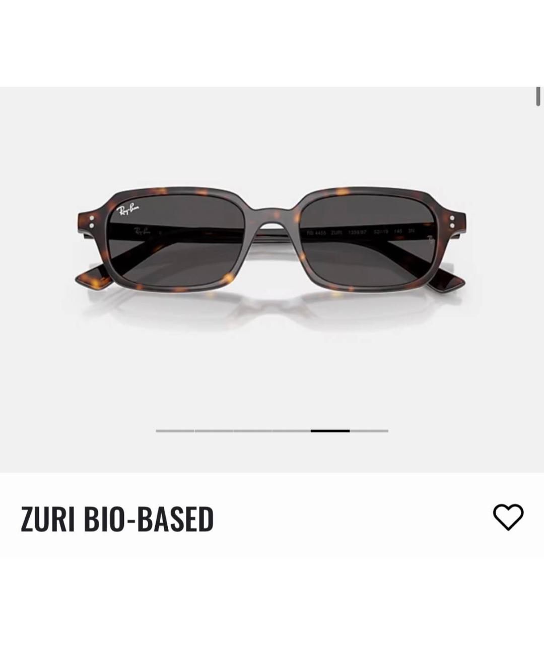 RAY BAN Коричневые пластиковые солнцезащитные очки, фото 5
