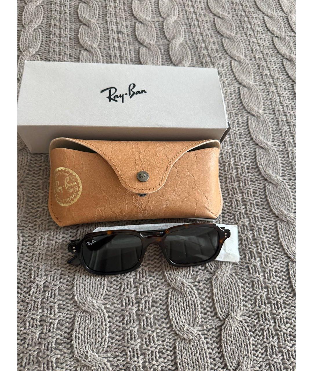 RAY BAN Коричневые пластиковые солнцезащитные очки, фото 3