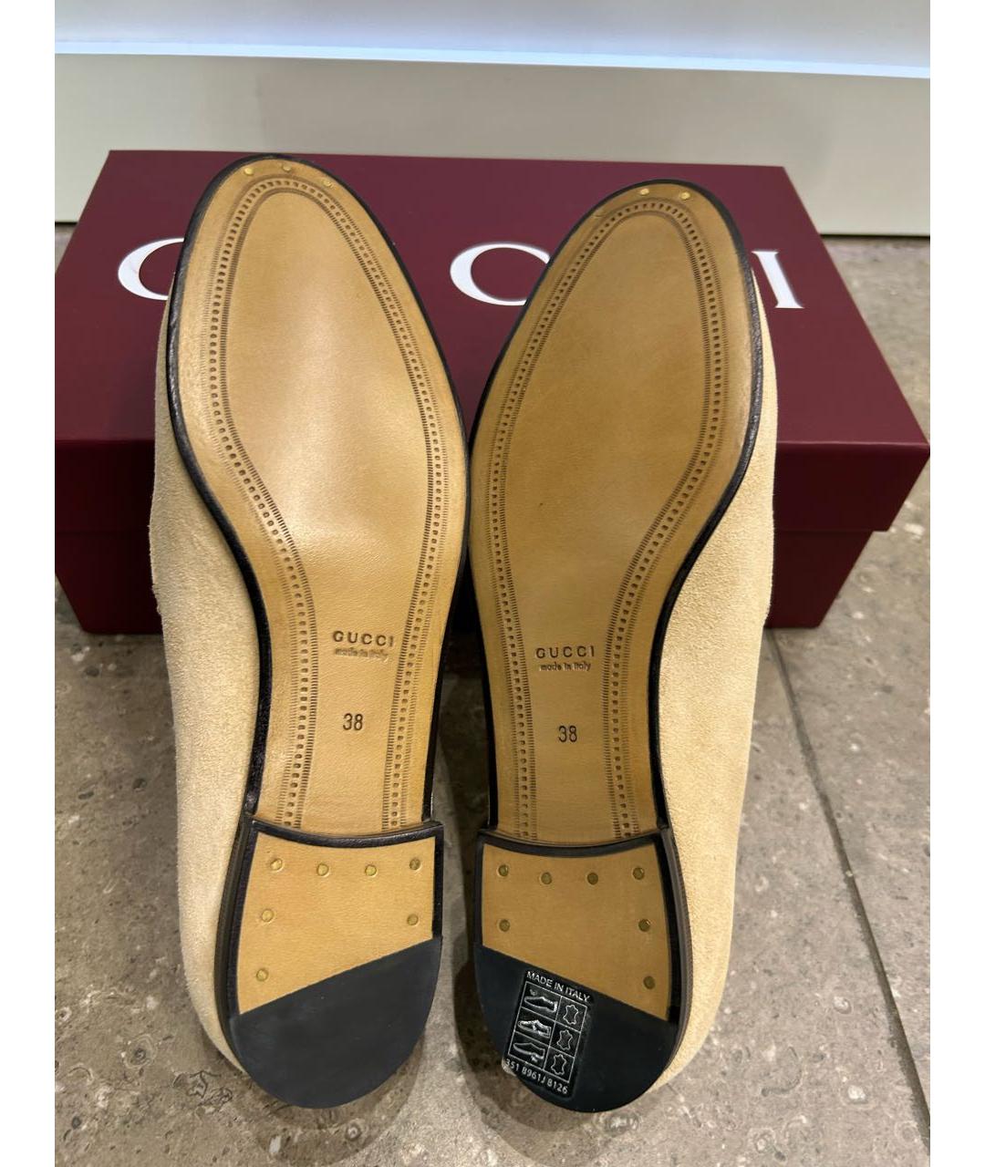 GUCCI Бежевые замшевые лоферы, фото 7