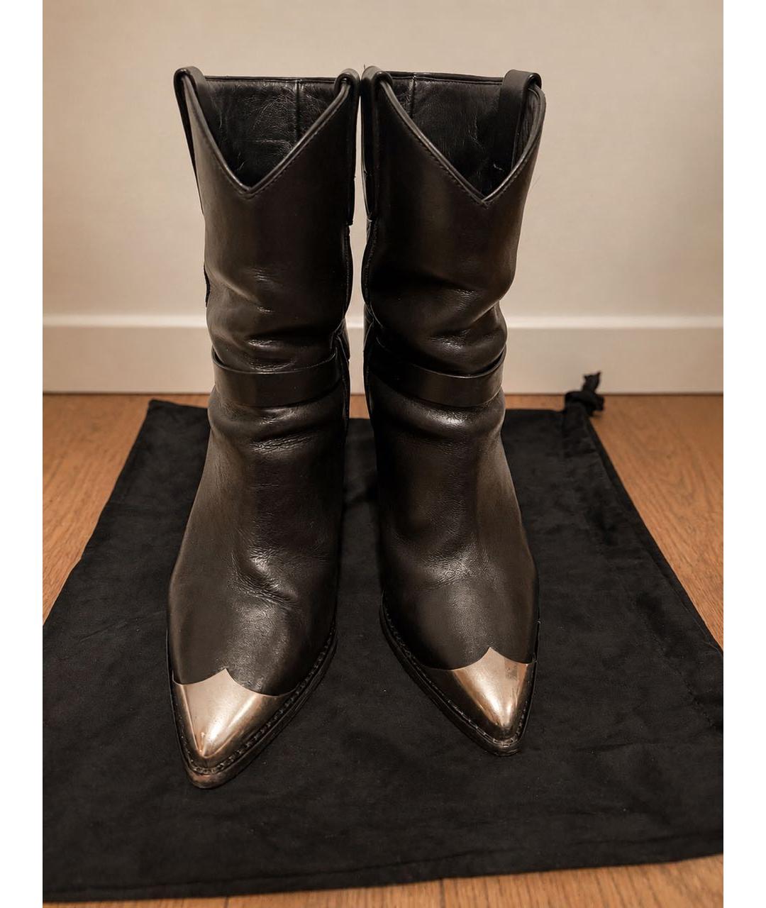 ISABEL MARANT Черные кожаные полусапоги, фото 2