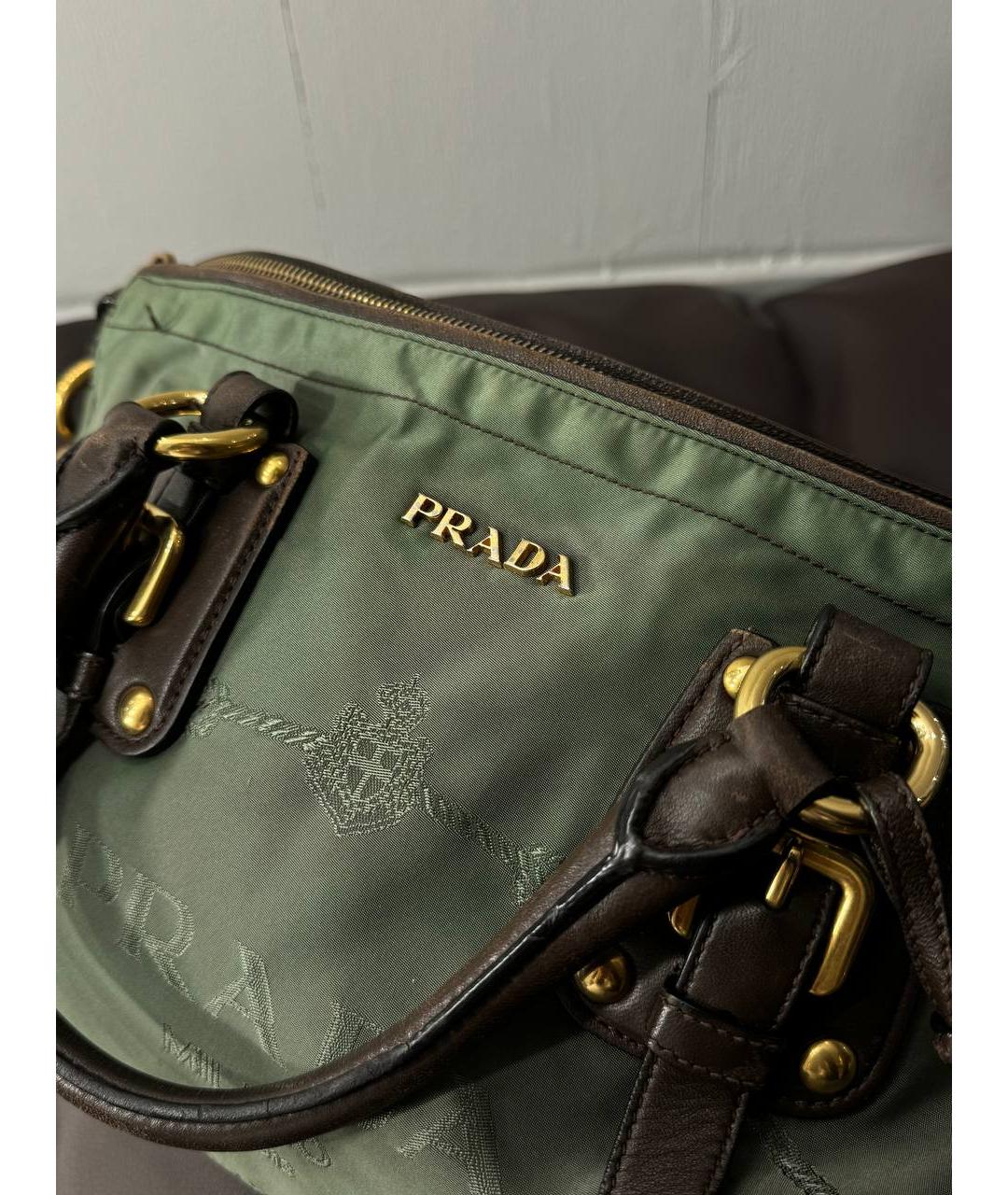 PRADA Зеленая нейлоновая сумка с короткими ручками, фото 6