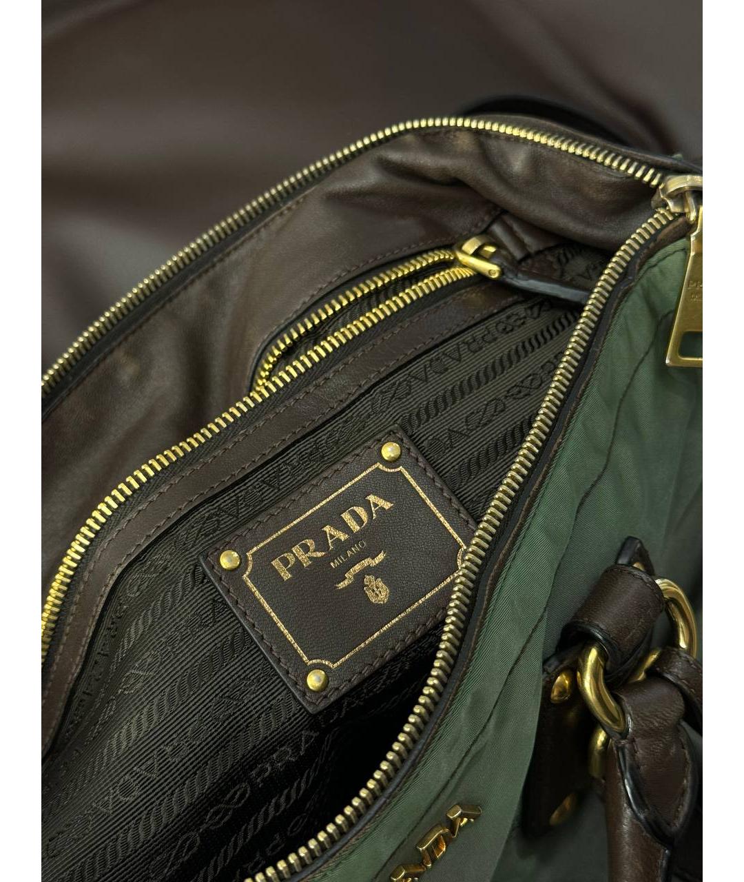PRADA Зеленая нейлоновая сумка с короткими ручками, фото 8