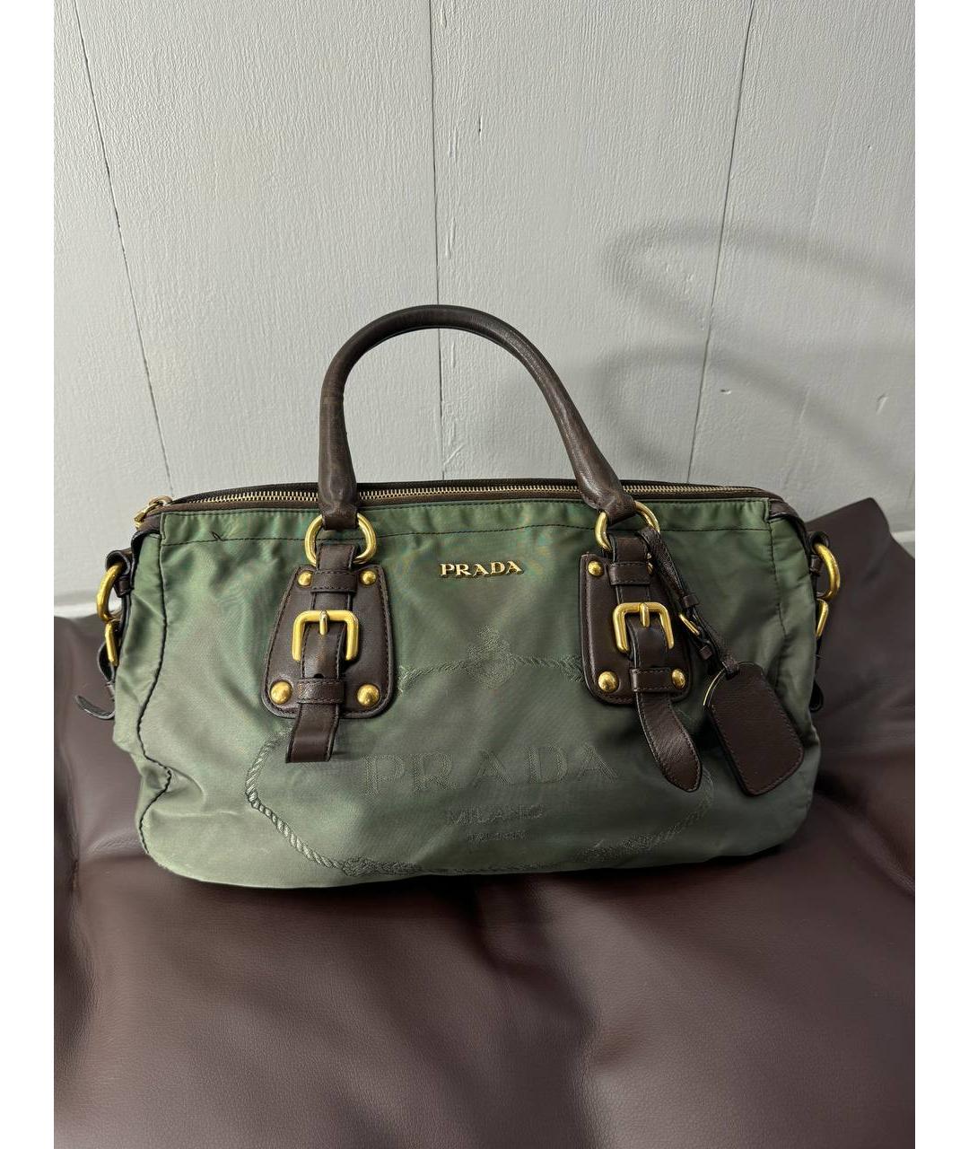 PRADA Зеленая нейлоновая сумка с короткими ручками, фото 10
