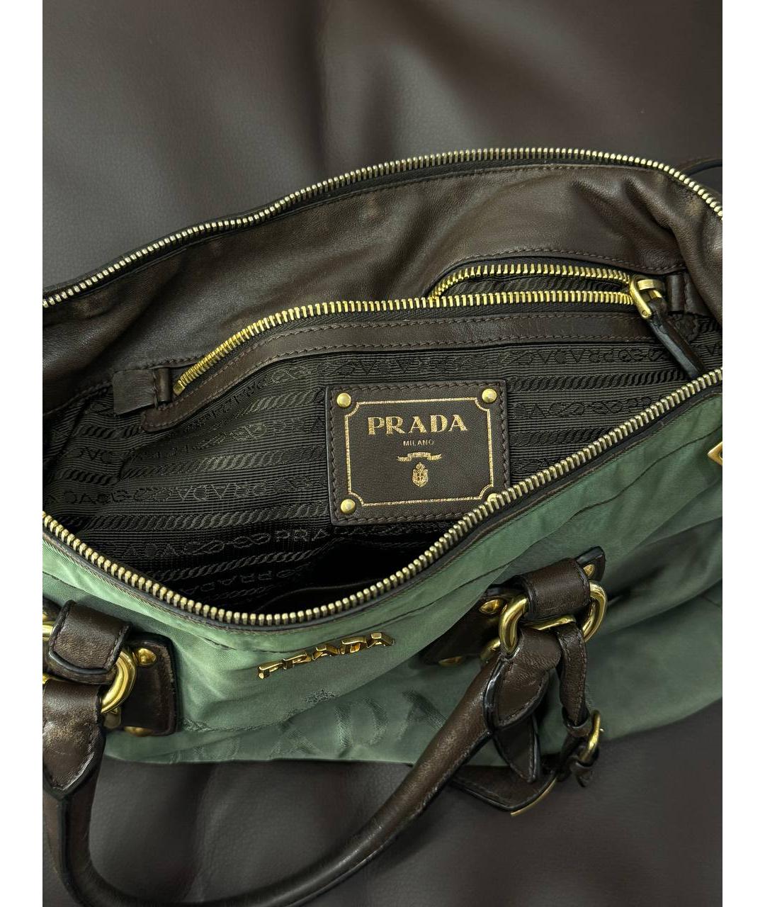 PRADA Зеленая нейлоновая сумка с короткими ручками, фото 7