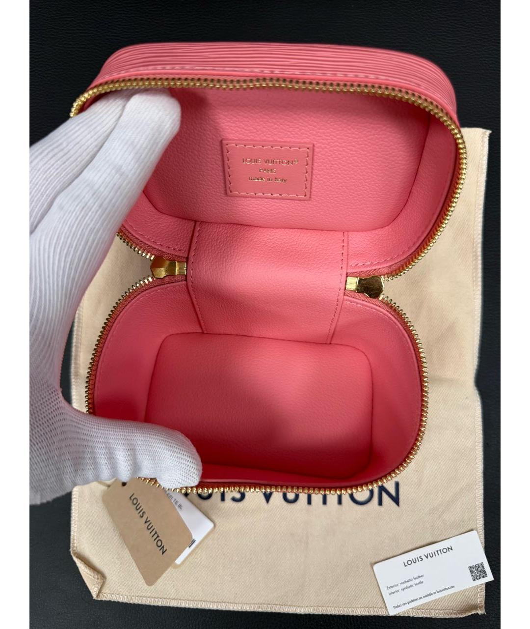 LOUIS VUITTON Розовая кожаная косметичка, фото 4