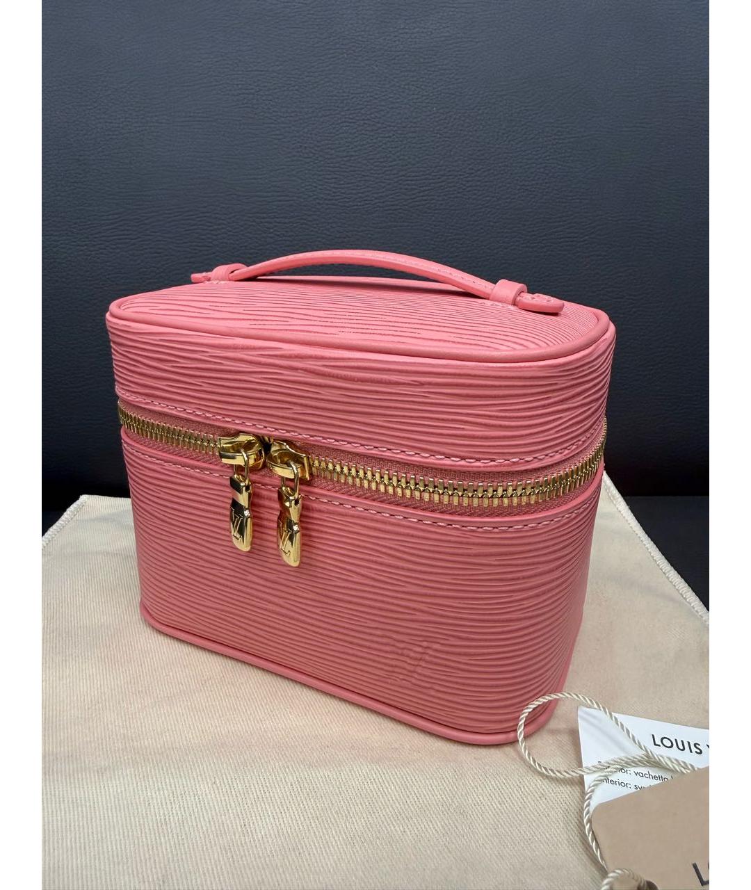 LOUIS VUITTON Розовая кожаная косметичка, фото 2