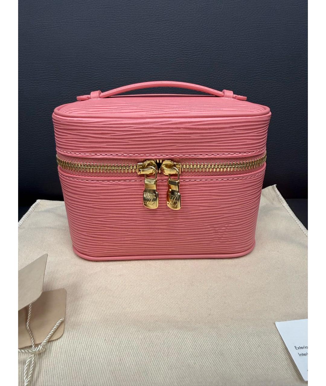 LOUIS VUITTON Розовая кожаная косметичка, фото 9