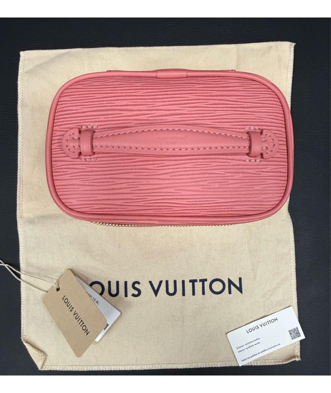 LOUIS VUITTON Розовая кожаная косметичка, фото 7
