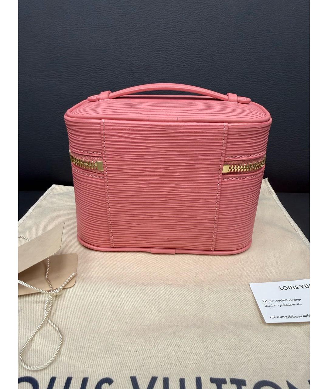 LOUIS VUITTON Розовая кожаная косметичка, фото 3