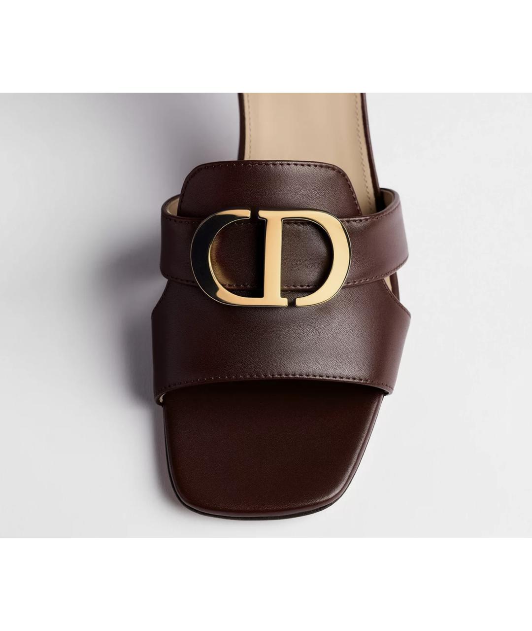 CHRISTIAN DIOR Коричневые кожаные сандалии, фото 2