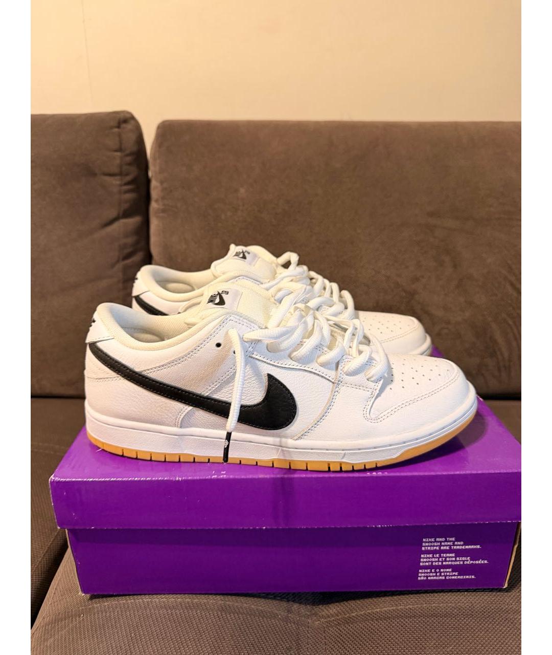 NIKE Белые кожаные низкие кроссовки / кеды, фото 7