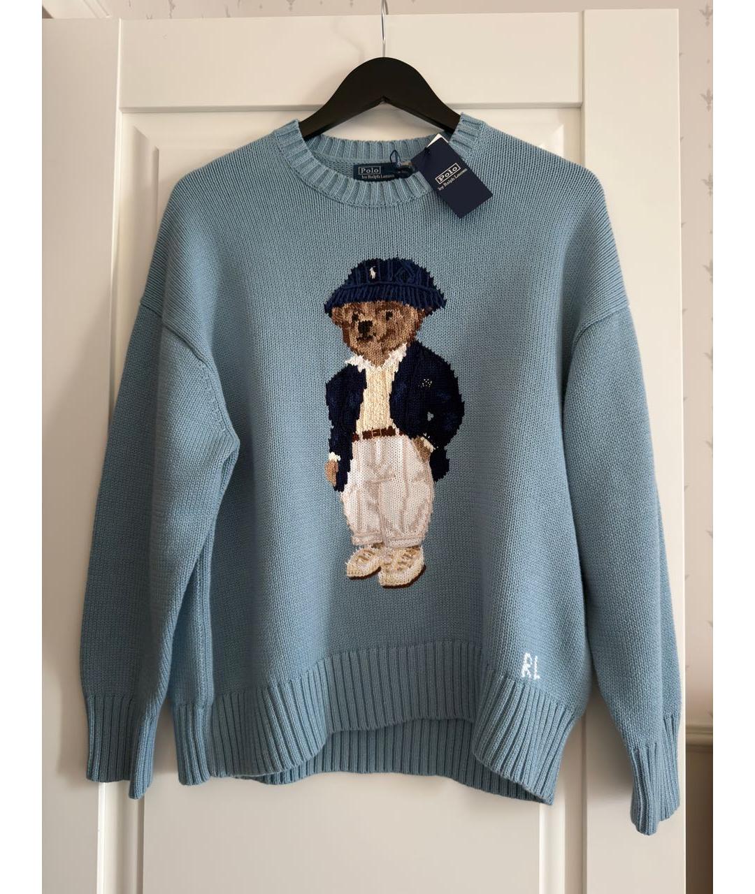 POLO RALPH LAUREN Голубой хлопковый джемпер / свитер, фото 2