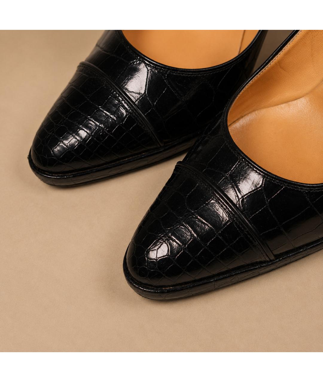 HERMES Черные туфли из экзотической кожи, фото 7