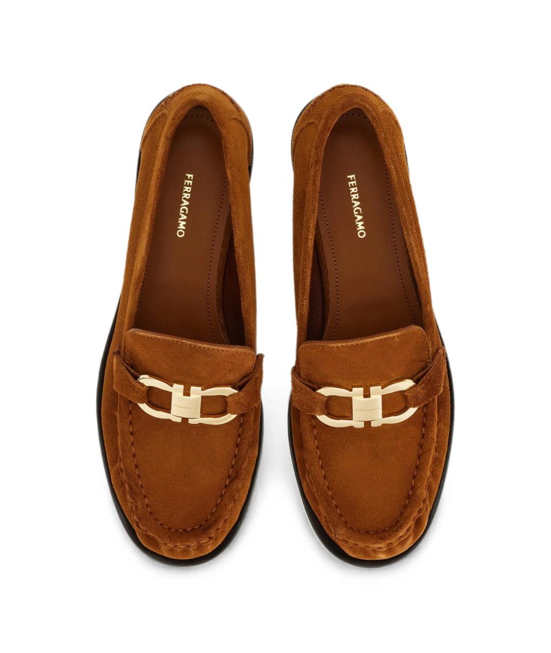 FERRAGAMO Коричневые кожаные лоферы, фото 3