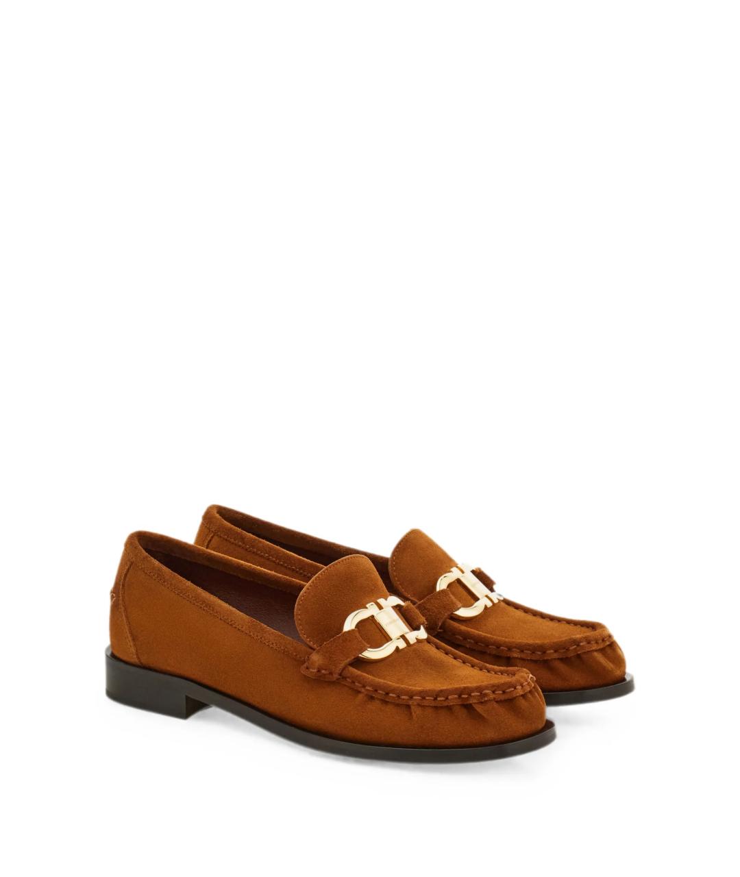 FERRAGAMO Коричневые кожаные лоферы, фото 2